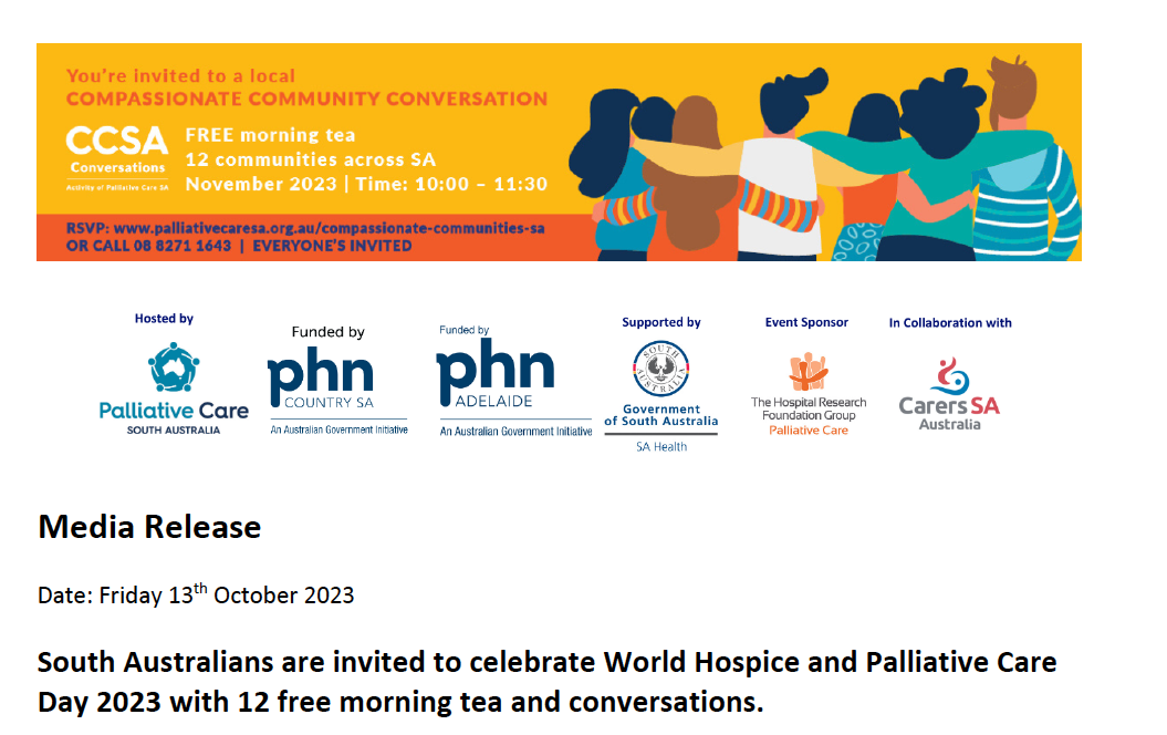 MEDIA RELEASE: South Australians are invited to celebrate World Hospice ...