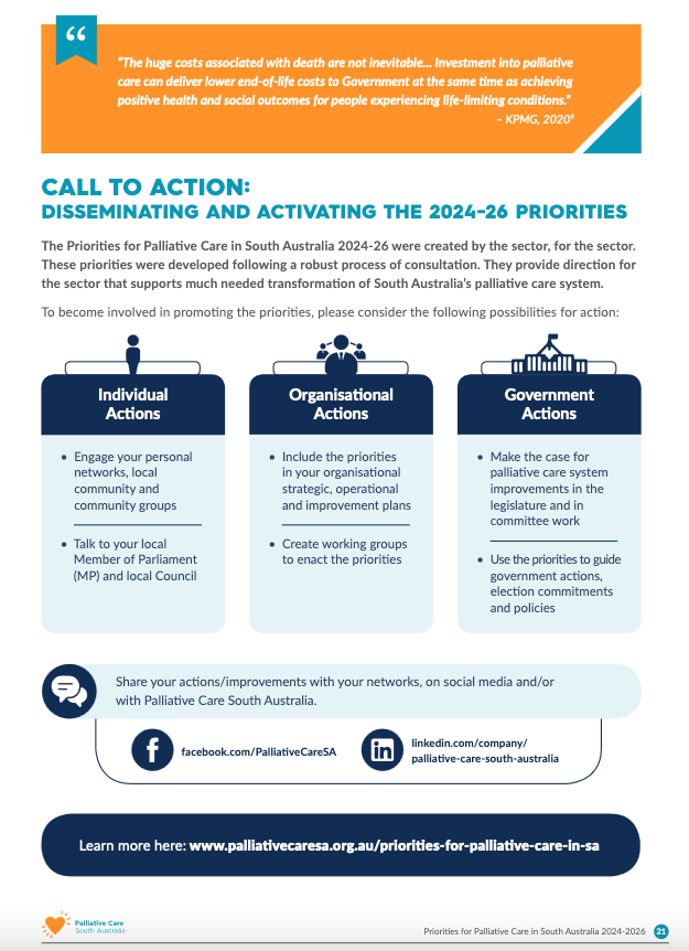 Priorities for Palliative Care in SA - Palliative Care SA